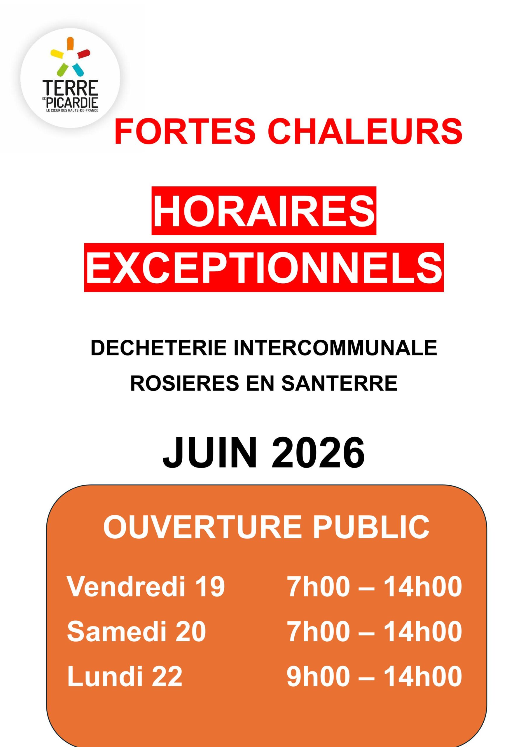 ATTENTION : MODIFICATION HORAIRES DECHETERIE !!